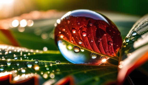 Ein Tropfen Wasser auf einem Blatt