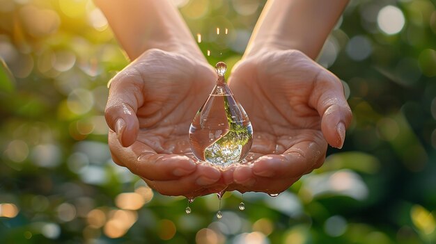 ein Tropfen Wasser in einer Hand