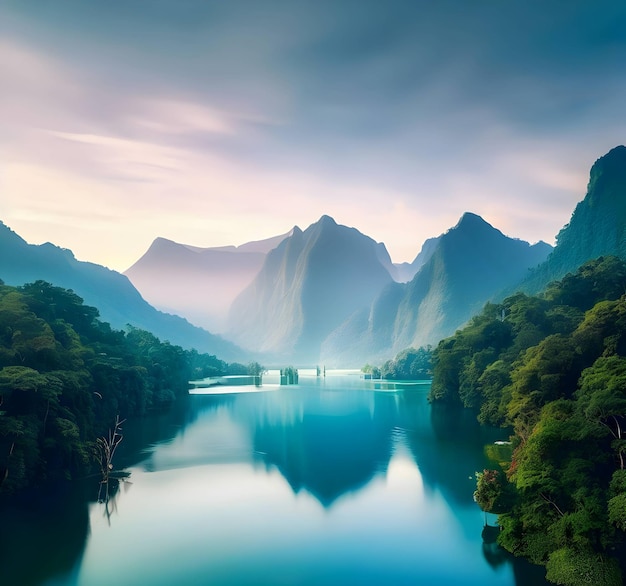 ein türkisblauer See mit Bergen im Hintergrund