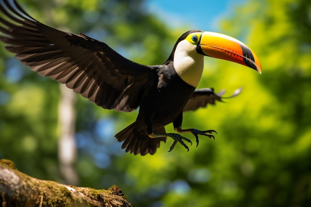 ein Tukanvogel mit einem leuchtend farbigen Schnabel