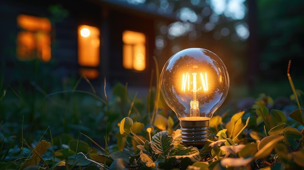 Ein umweltbewusstes Haus mit LED-Beleuchtung, das weniger Energie verbraucht