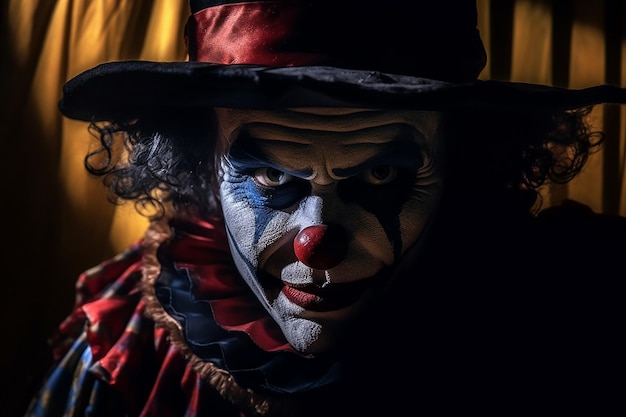 ein unheimlicher Clown, der im Schatten lauert, der von KI generiert wurde