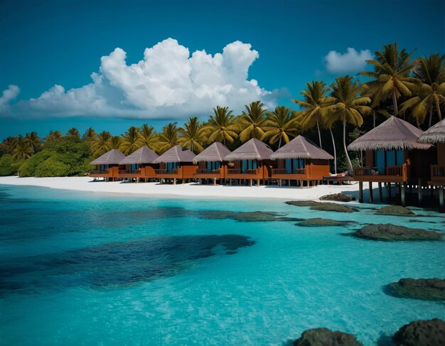 Foto ein urlaub in einem tropischen resorthotel auf den malediven und auf einer insel mit strand und meer