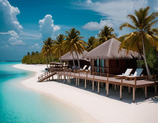 Ein Urlaub in einem tropischen Resorthotel auf den Malediven und auf einer Insel mit Strand und Meer