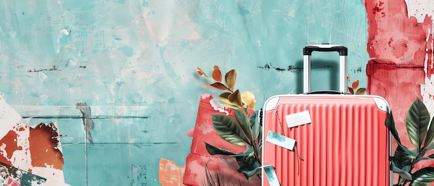 Ein Urlaubsplanungsbanner mit einem großen Koffer Reise-Ticket-Konzept mit einem Koffer im Inneren Moderne flache Illustration
