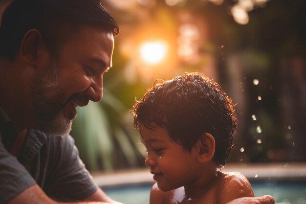 Ein Vater und sein Sohn teilen einen besonderen Moment voller Zuneigung