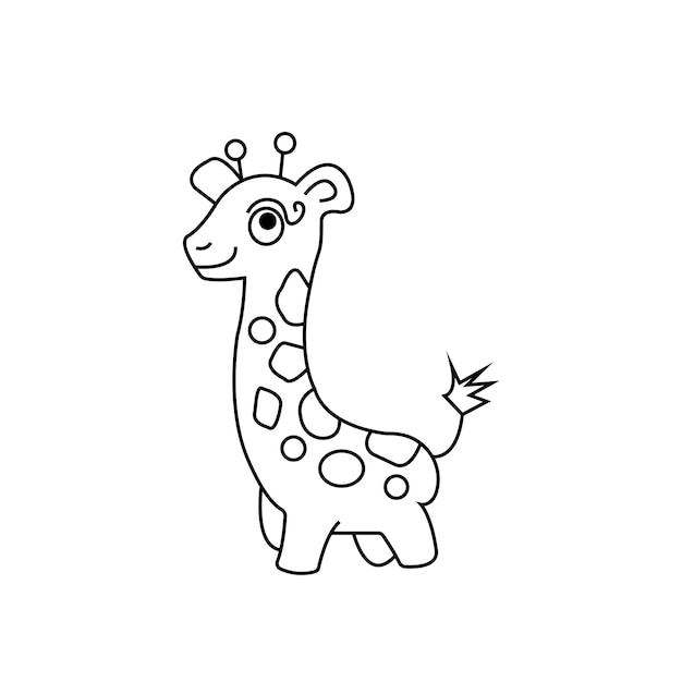ein Vektor einer niedlichen Giraffe in Schwarz-Weiß-Farbgebung