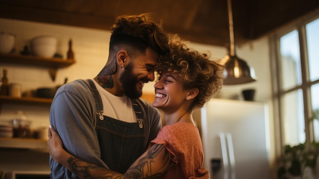 Ein verliebtes LGBTQ-Paar kocht zusammen gute Erinnerungen