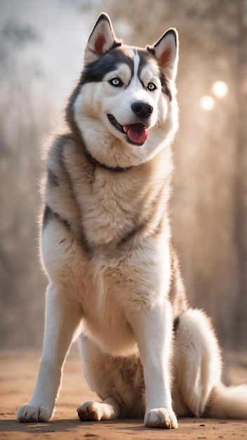 Ein verrückter, glücklicher Husky-Begleithund posiert