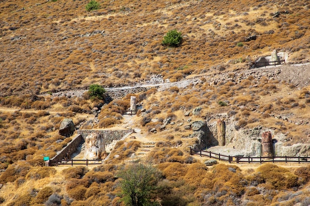 Ein versteinerter Baumstamm aus dem UNESCO-Geopark „Versteinerter Wald von Sigri“ auf der Insel Lesbos in Griechenland. Griechenland Lesbos fossiler Wald