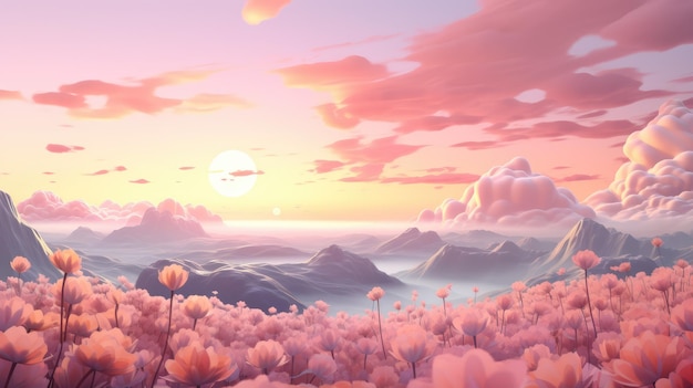 Ein verträumter Sonnenaufgang mit sanften Rosa- und Orangetönen