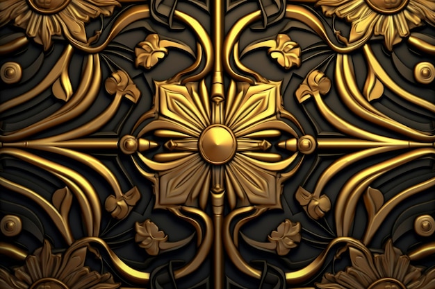 Ein verzierter goldener Hintergrund mit schwarzen und goldenen Details