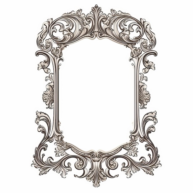 Ein Vintage-Clipart mit dünnen Linien in einem alten grauen Rahmen auf weißem Hintergrund