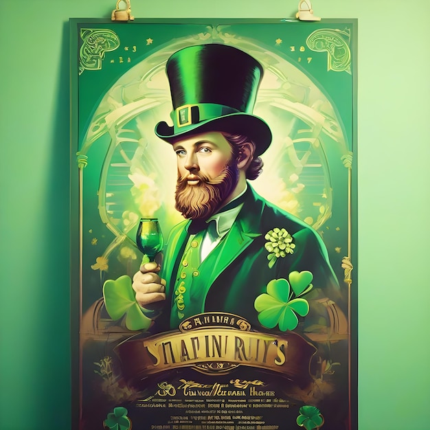 Foto ein vintage-inspiriertes poster, das eine st. patrick's day-feier-illustration reklamiert, generiert von ki