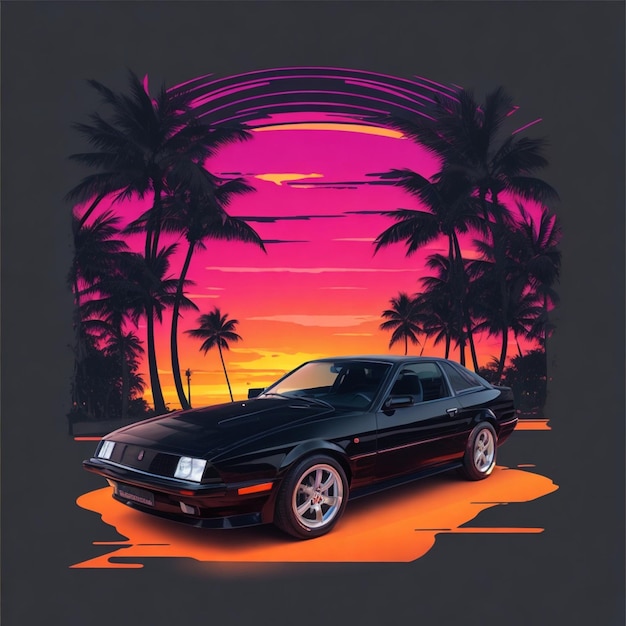 Ein Vintage-Retro-Auto-Sommer-T-Shirt-Design