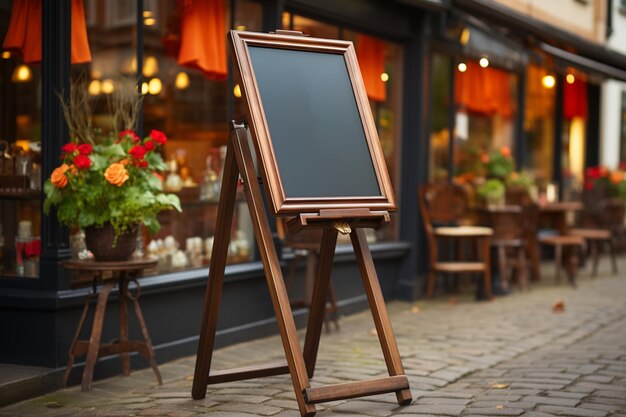 Foto ein vintagestyle-ladenschild auf einem hölzernen staffelmockup, perfekt für eine charmante boutique