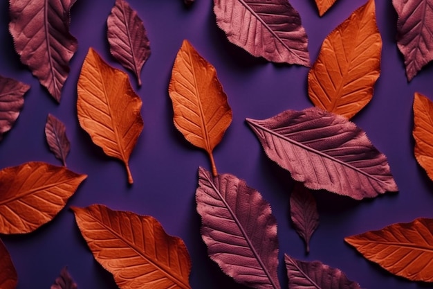 Ein violetter Hintergrund mit Blättern, auf deren Unterseite das Wort „on it“ steht.