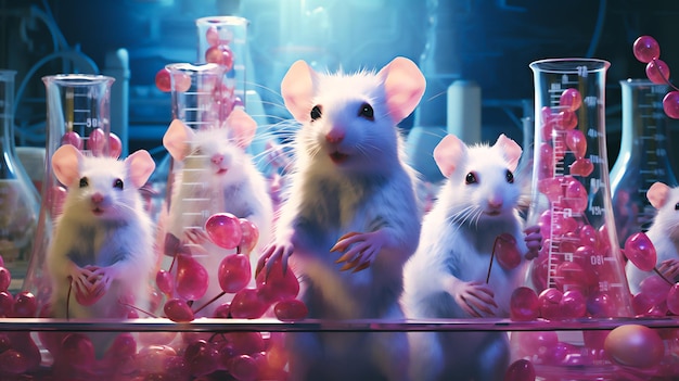 Ein visuell fesselndes Bild würde eine Gruppe lebhafter, energiegeladener Mäuse zeigen