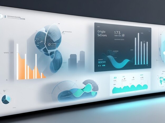 ein visueller Datengroßbildschirm, weißer Hintergrund, modern, prägnant, Hightech