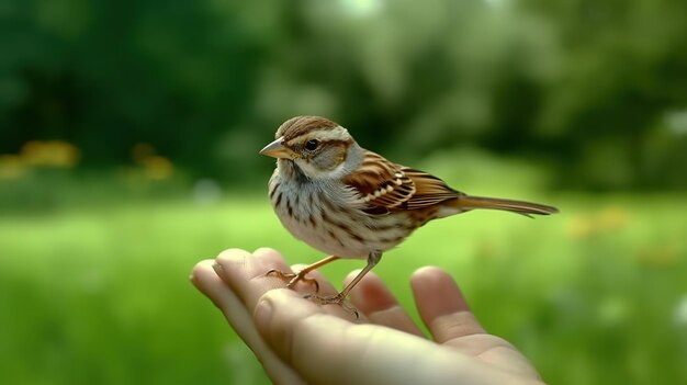 Ein Vogel auf einer Hand