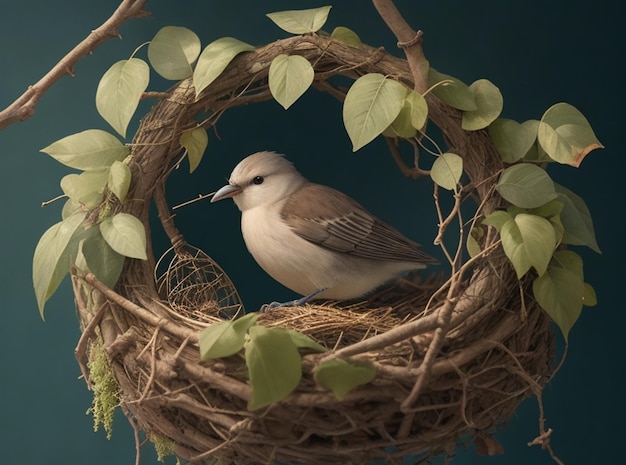 Foto ein vogel baut sein nest