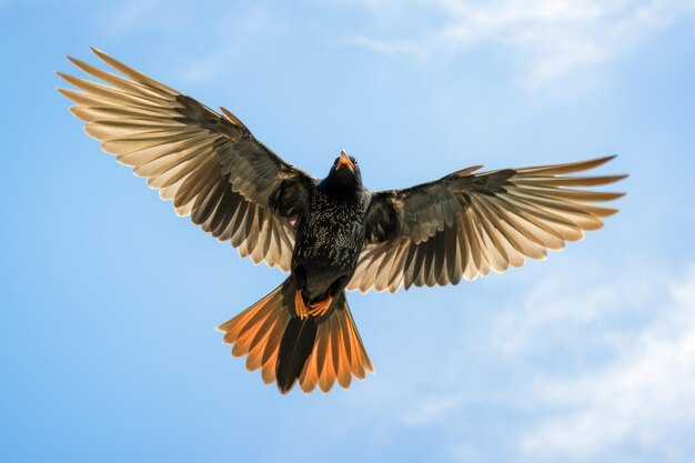 ein Vogel breitet seine Flügel im Himmel aus