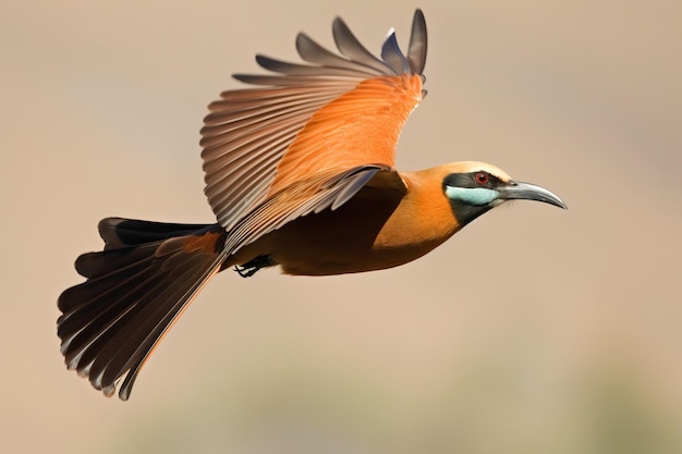 Ein Vogel im Flug mit seinen Flügeln in einer Form