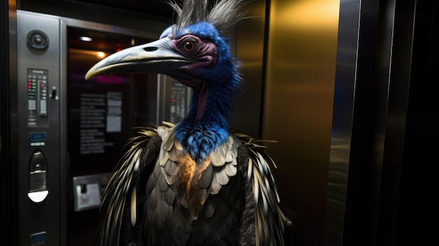 ein Vogel mit blauem Hals und langem Schnabel