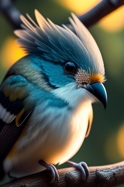 Foto ein vogel mit blauem kopf und blauen federn