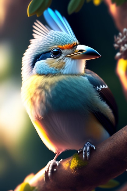 Ein Vogel mit blauem Kopf und blauen Federn