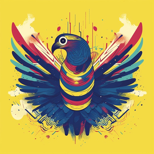 Ein Vogel mit buntem Kopf und Flügeln Independencia de Colombia