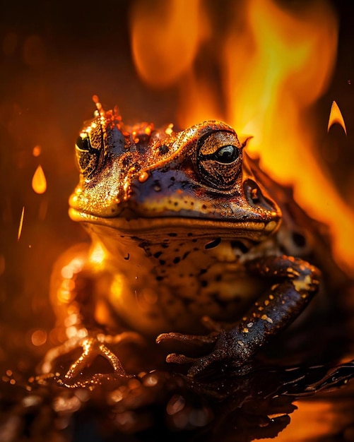 Ein Vogel mit einem brennenden Feuer auf seinen Flügeln