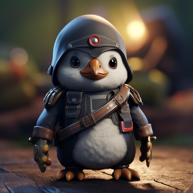 Foto ein vogel mit einem helm und einer waffe