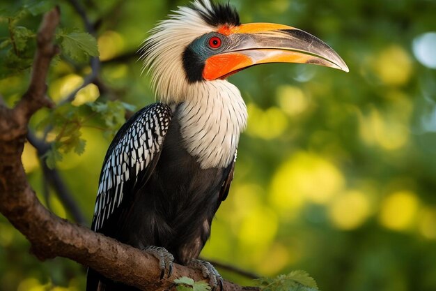 ein Vogel mit einem roten Auge und einem schwarz-weißen Kopf