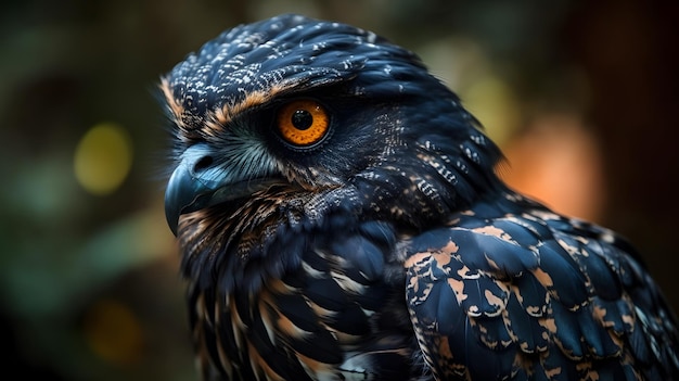 Ein Vogel mit einem schwarzen Gesicht und einem gelben Auge