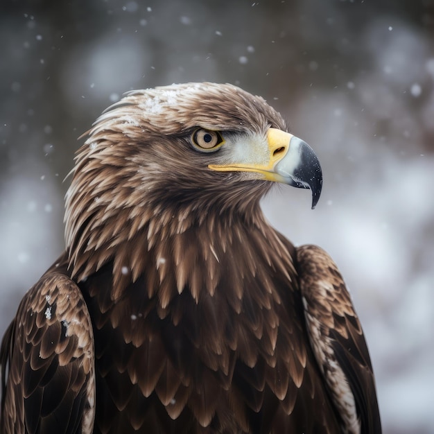 Ein Vogel mit gelbem Auge und schwarzem Kopf sitzt auf einem Ast