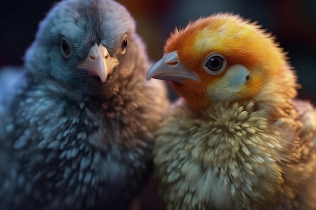 Ein Vogel mit gelbem Kopf und orangefarbenen Federn blickt in die Kamera.