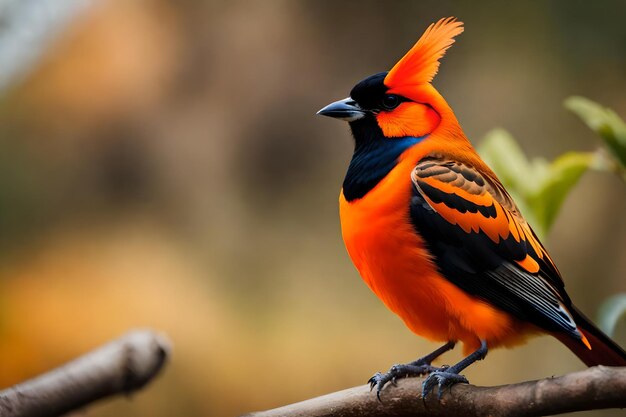 Ein Vogel mit leuchtend orangefarbenen Federn und einem schwarzen Kopf, der sagt: "Der Vogel ist ein Vogel". 4888