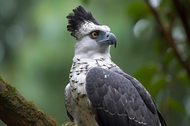 Ein Vogel mit schwarzem Kopf und weißen Federn