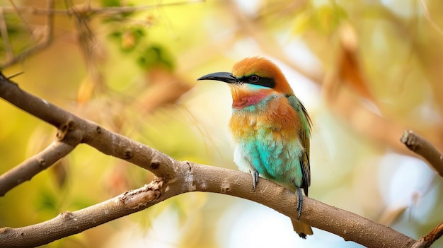 Ein Vogel sitzt auf einem Baumzweig