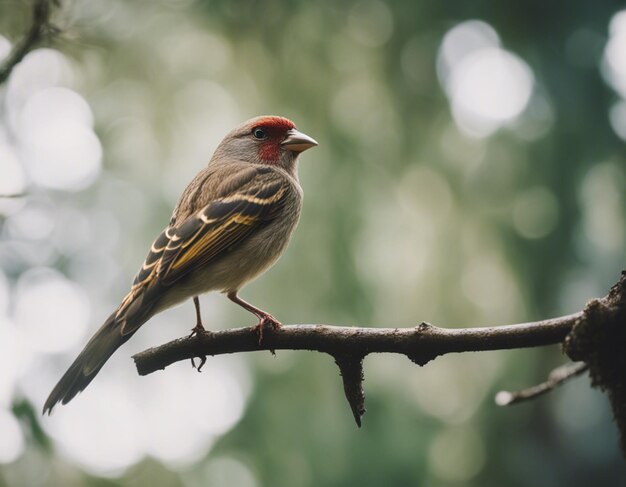 ein Vogel sitzt mit einem verschwommenen Hintergrund auf einer Zweigstücke