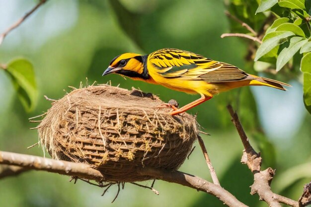 ein Vogel sitzt mit offenem Schnabel auf einem Nest