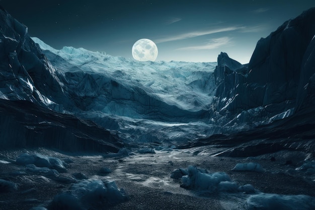 Ein Vollmond über einer Berglandschaft