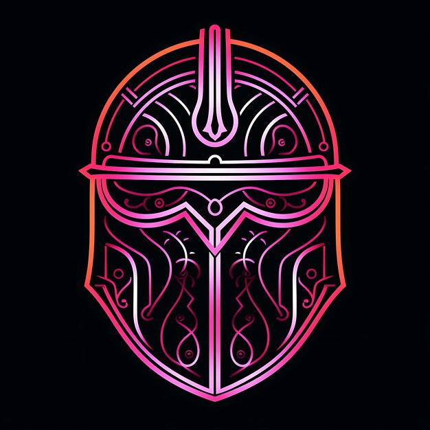 Ein vom Mittelalter inspiriertes Neon Knight Hel Neon Line Design, kreative Kunst, einfach und minimalistisch