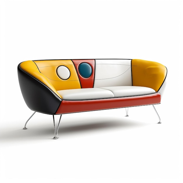 Ein vom Weltraum inspiriertes Sofa mit einem retro-futuristischen Design, AI Generated Image