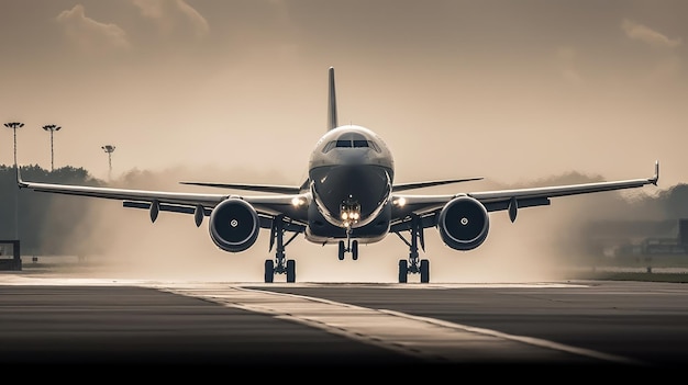 Ein von einer Landebahn startendes Flugzeug wurde von einer KI generiert