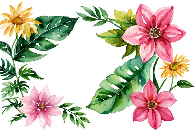 ein von Hand gezeichneter Aquarell-Hintergrund mit Blumen und Blättern