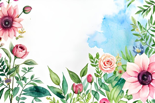 ein von Hand gezeichneter Aquarell-Hintergrund mit Blumen und Blättern