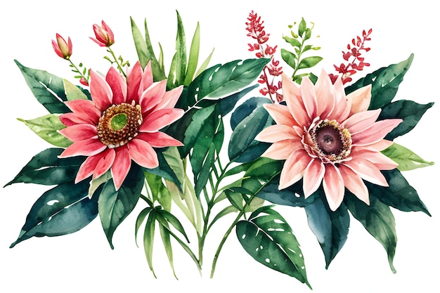 ein von Hand gezeichneter Aquarell-Hintergrund mit Blumen und Blättern