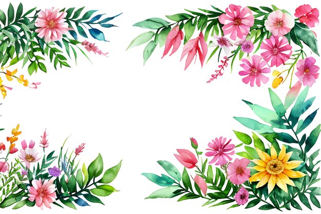 ein von Hand gezeichneter Aquarell-Hintergrund mit Blumen und Blättern